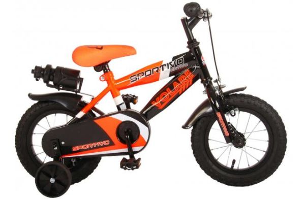 Sportivo Kinderfahrrad - Jungen - 12 Zoll - Neon Orange/Schwarz - Abnehmbare Stützräder