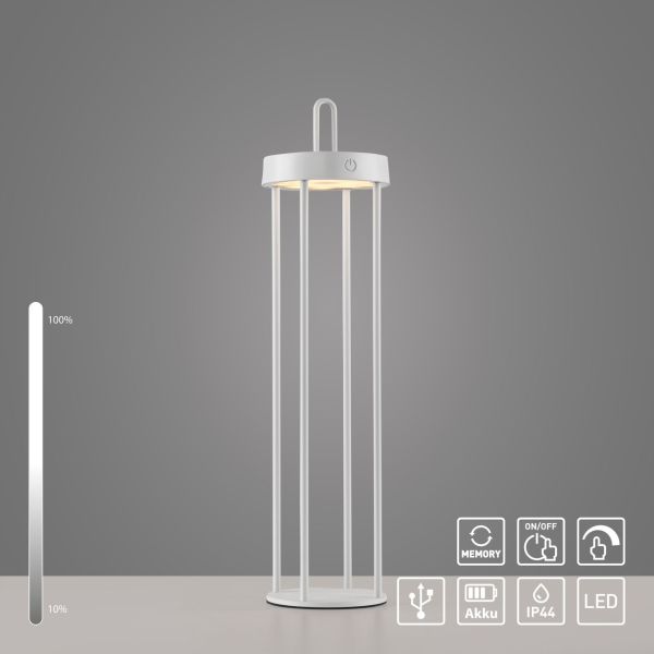 Akku Tischleuchte ANSELM, 1x LED-Board/1,50Watt/2700Kelvin, IP44,Weiss