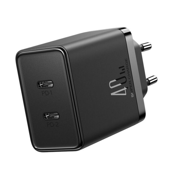 JR-TCF09 Schnellladegerät 2x USB-C 40W - Schwarz