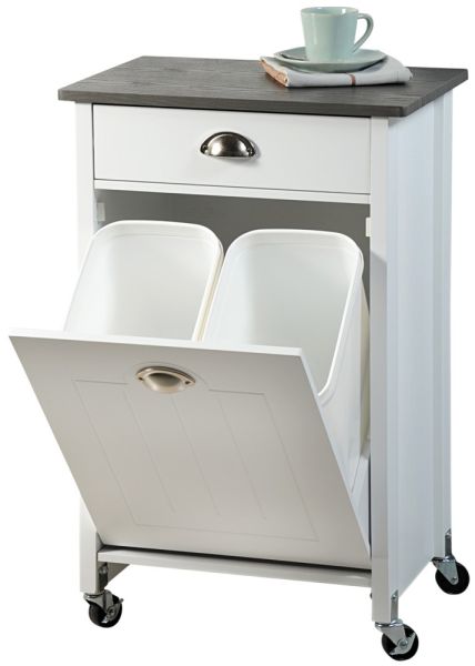 Küchenwagen mit Mülltrennsystem weiß/ grau