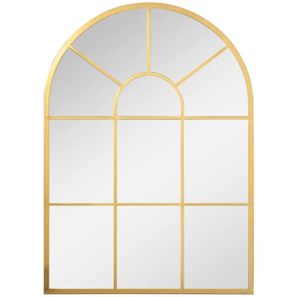 Wandspiegel Fensterspiegel 70 x 50cm Flurspiegel mit Metallrahmen Gold