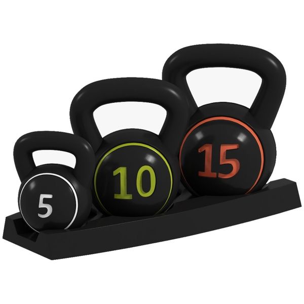 SPORTNOW Kettlebell 3er Set, 2,2kg, 4,5kg, 6,8kg Kugelhantel, für Gymnastik