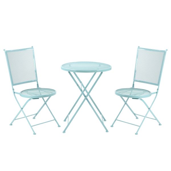Garten Sitzgruppe 3-teiliges Bistro-Set Garnitur 1 Tisch+2 faltbare Stühle für Terrasse Balkon Metal