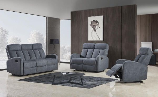 Happy Home Relaxsofa-Set 3 tlg. mit 5 Relaxfunktionen & Tischfunktion Grau