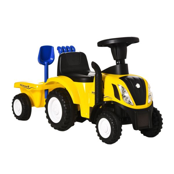 Kinderfahrzeug Laufhilfe mit Anhänger, Hupe Kunststoff Metall Gelb