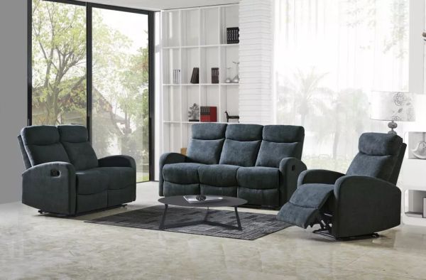 Happy Home Relaxsofa-Set 3tlg. mit 5 Relaxfunktionen Dunkelgrau