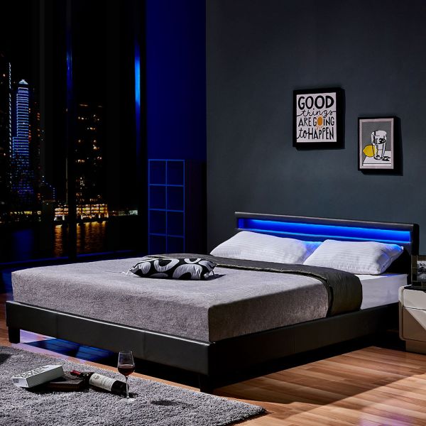 LED Bett ASTRO - 180 x 200 cm Dunkelgrau