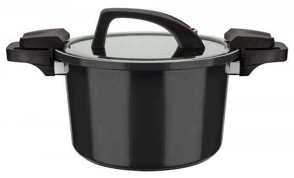 Energiespartopf Gourmet nero mit Glasdeckel 24cm