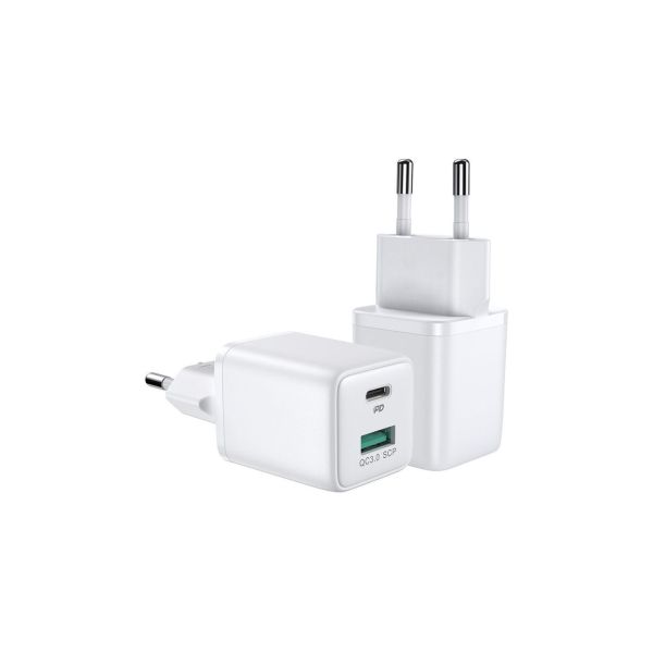 Ladegerät (EU-Stecker) USB / USB Typ C 30W Power Delivery QuickCharge 3.0 AFC FCP weiß