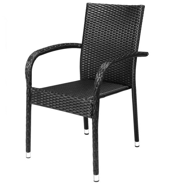 Polyrattan Stapelstuhl Comfort 4er-Set Schwarz