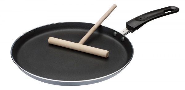 Crepe-Pfanne mit Teigverteiler 26cm grau/schwarz