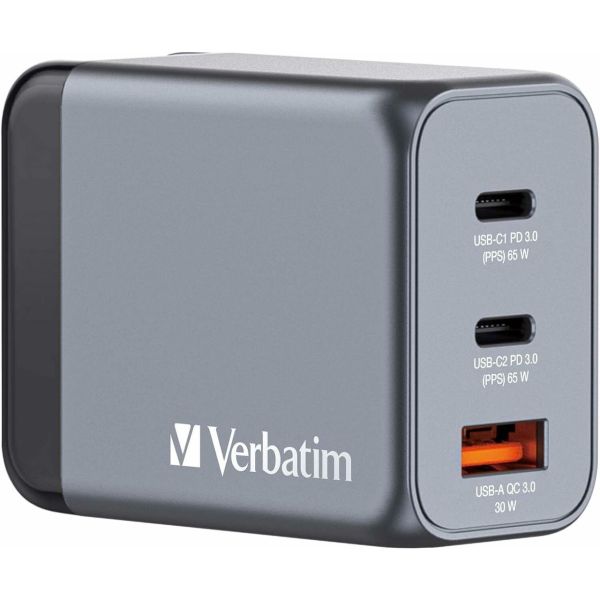 GaN Charger 65W, Power Adapter mit USB-C und USB-A, Schnellladegerät als Mehrfachstecker