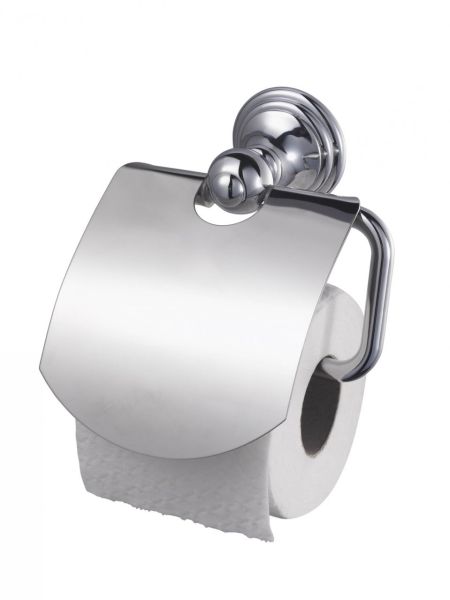 Badkomfort WC-Rollenhalter, Toilettenpapierhalter verchromt Klappe, Edelstahl mit Norma24 