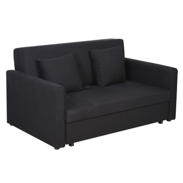 Schlafsofa 2-Sitzer Sofa Polstersofa mit Stauraum, Rückenkissen Kohlegrau